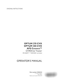 Manuel d'utilisation du tracteur Case Optum 270 CVX, 300 CVX AFS Connect CVXDrive Tier 4B, PIN DBDPT****MDP50001 (91802310)