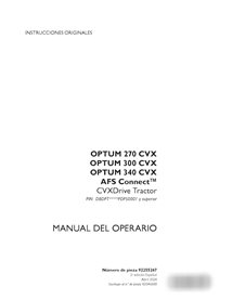 Manual del operador del tractor Case Optum 270 CVX, 300 CVX, 340 CVX AFS Connect CVXDrive Tier 4B, PIN DBDPT****PDP50001- pdf
