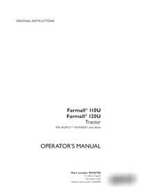 Manual del operador del tractor Case FARMALL 110U, 120U PIN HLRFU1***HLP00001 (PDF) (90442758)