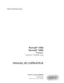 Manual do operador do trator Case FARMALL 110U, 120U PIN HLRFU1***HLP00001 em PDF FR (90442759)