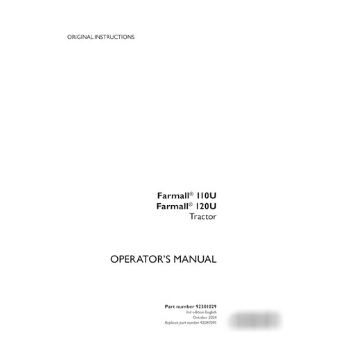 Manual del operador del tractor Case FARMALL 110U, 120U (PDF) (92301029)
