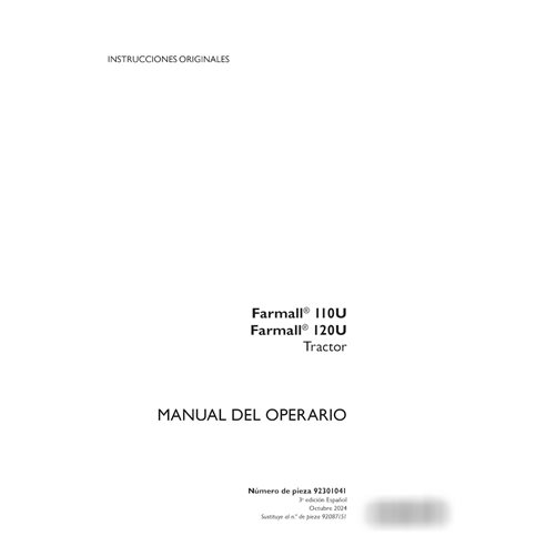 Manuel d'utilisation PDF du tracteur Case FARMALL 110U, 120U (92301041)