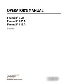 Case FARMALL 95A, 105A, 115A tractor pdf operator's manual  (92313777)