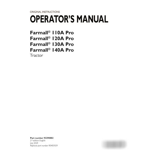 Manuel d'utilisation du tracteur Case Farmall 110A-140A Pro (pdf) (92290882)