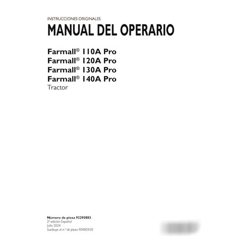 Manual del operador del tractor Case Farmall 110A-140A Pro (PDF) ES (92290883)