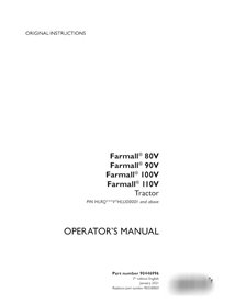 Case Farmall 80V-110V PIN HLRQ***V*HLU00001- tractor pdf operator's manual  (90446996)