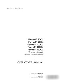 Manuel d'utilisation du tracteur Case Farmall 80CL, 90CL, 100CL, 110CL, 120CL (pdf) (92667776)
