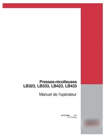 Manual do operador da enfardadeira Case LB323, LB333, LB423, LB433 em PDF FR (87475360)