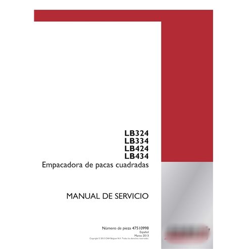 Manual de serviço em PDF da enfardadeira Case LB324, LB334, LB424, LB434 ES (47510998)