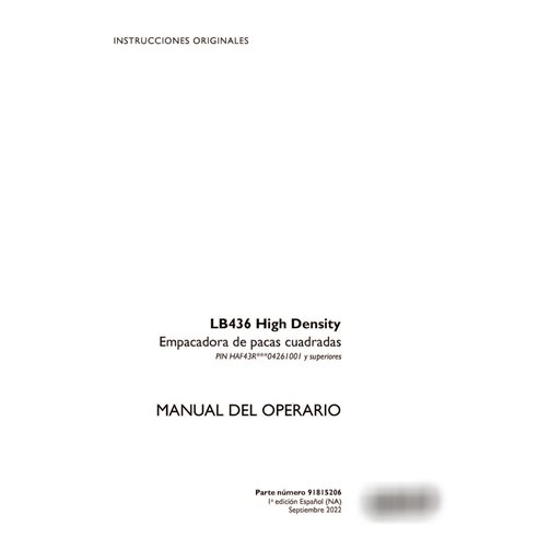 Manual del operador de la empacadora Case LB436 HD (PDF) ES (91815206)