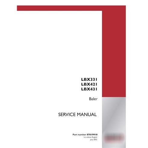 Manual de serviço em PDF da enfardadeira Case LBX331, LBX421, LBX431 (87019910)