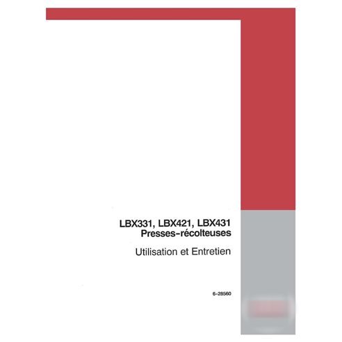 Manual de servicio en PDF de las empacadoras Case LBX331, LBX421 y LBX431 (6-28560)