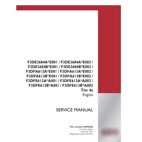 Manual de serviço em PDF do motor Case F3DE3684 Tier 4a (84490628)