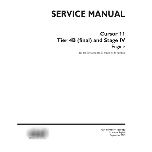 Manual de serviço em PDF do motor Case Cursor 11 - série F3GFE613x (47608463)