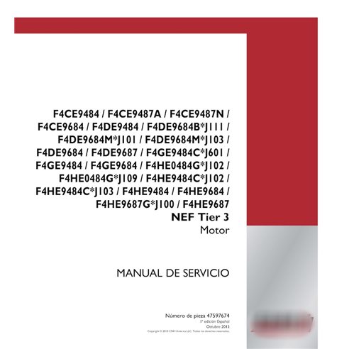 Case F4CE, F4DE, F4GE, F4HE NEF Tier 3 series  engine pdf service manual ES (47597674)