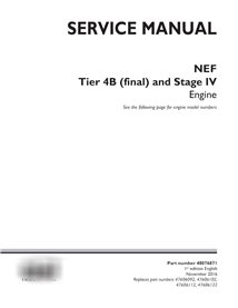 Case CNH NEF F4DFE, F4HFE series Tier 4B (final) and Stage IV engine pdf service manual  (48076871)