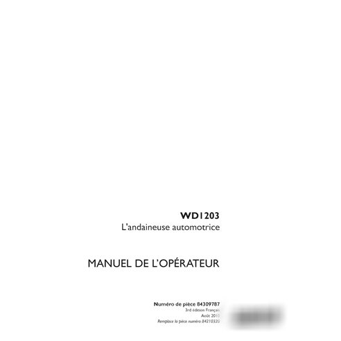 Manual del operador de la segadora hileradora Case WD1203 (PDF) FR (84309787)