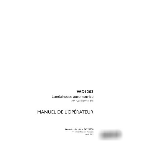 Manuel d'utilisation de l'andaineuse Case WD1203 PIN YCG667001 (84570830)