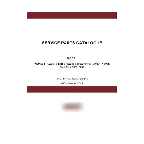 Catálogo de piezas en PDF de la segadora hileradora Case WD1203 (550310293PC)