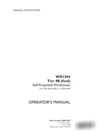 Manual del operador de la segadora hileradora Case WD1504 Tier 4b PIN YEG675001 a YFG676499 (PDF) (48001007)