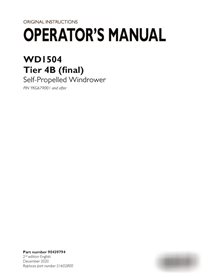 Manuel d'utilisation de l'andaineuse Case WD1504 Tier 4b PIN YKG679001 (pdf) (90439794)