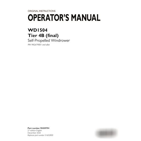 Manual do operador da enfardadeira Case WD1504 Tier 4b PIN YKG679001 (90439794)