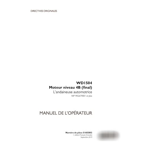 Manuel d'utilisation PDF de l'andaineuse Case WD1504 Tier 4b PIN YKG679001 FR (51602802)