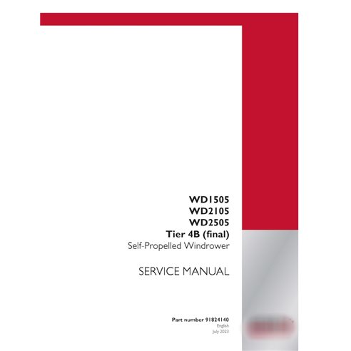 Manual de serviço em PDF para enfardadeira Case WD1505, WD2105, WD2505 (91824140)