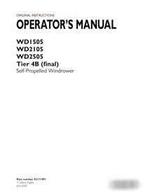 Manuel d'utilisation PDF de l'andaineur Case WD1505, WD2105, WD2505 (92171991)