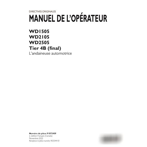 Manual do operador da enfardadeira Case WD1505, WD2105, WD2505 em PDF FR (91872409)