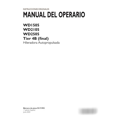 Manuel d'utilisation PDF de l'andaineur Case WD1505, WD2105, WD2505 ES (92171993)