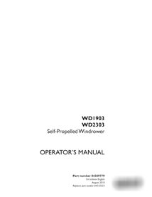 Case WD1903, WD2303 windrower pdf operator's manual  (84309779)