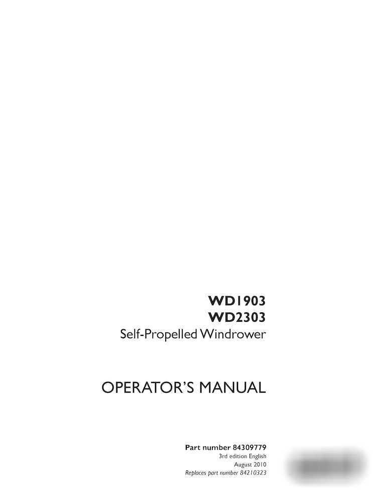 Case WD1903, WD2303 windrower pdf operator's manual (84309779)