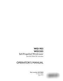 Case WD1903, WD2303 PIN YCG667001- windrower pdf operator's manual  (84570820)