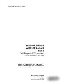 Manuel d'utilisation PDF de l'andaineuse Case WD1903, WD2303 Série II PIN YDG670501 à YEG675000 (47998555)
