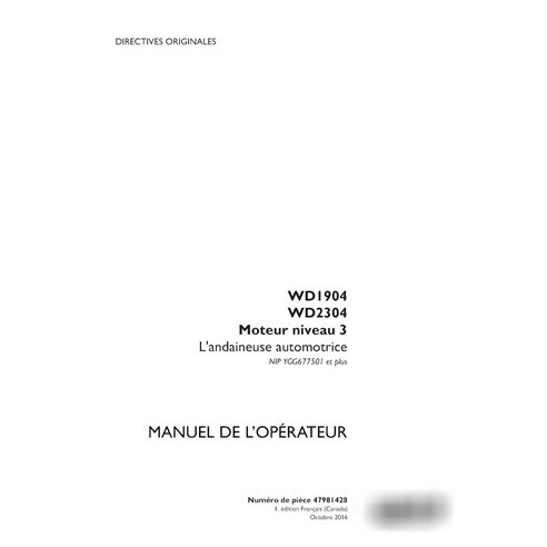 Case WD1904, WD2304 PIN YGG677501 - manual do operador em PDF da enfardadeira FR (47981428)