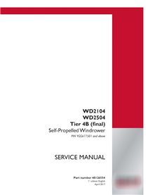 Manual de servicio en PDF para segadoras hileradoras Case WD2104, WD2504 PIN YGG677501 (48126554)