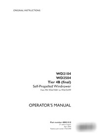 Manual del operador de la segadora hileradora Case WD2104, WD2504 PIN YEG675001 a YFG676499 (PDF) (48001010)