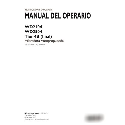 Case WD2104, WD2504 PIN YKG679001 - manual do operador em PDF da enfardadeira ES (90439815)