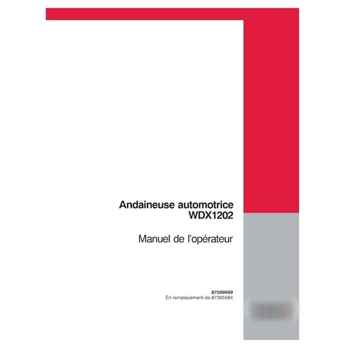 Manual do operador da enfardadeira Case WDX1202 em PDF FR (87599699)