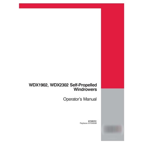Case WDX902, WD2302 windrower pdf operator's manual  (87599701)