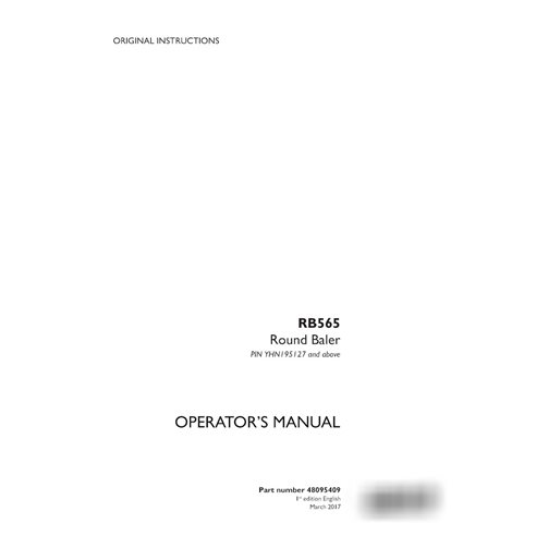 Manual del operador de la empacadora Case RB565 PIN YHN195127 (PDF) (48095409)