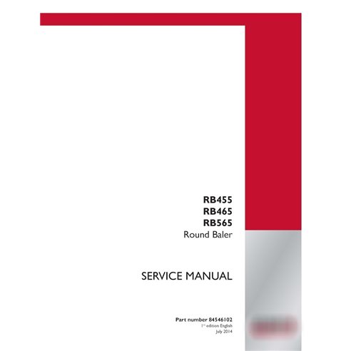 Manuel d'entretien PDF de la presse à balles Case RB455, RB465, RB565 (84546102)