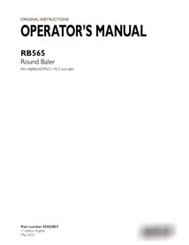 Manual do operador da enfardadeira Case RB565 PIN HBJRB560TPN211925 em PDF (92052807)