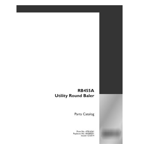 Case RB455A baler pdf parts catalog  (47816361)