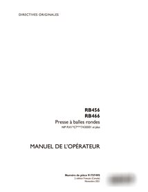 Case RB456, RB466 PIN 7430001- baler pdf operator's manual FR (91757495)