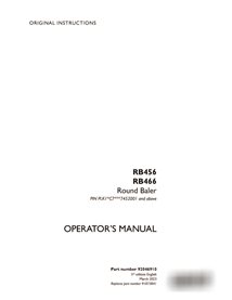 Manuel d'utilisation de la presse à balles Case RB456, RB466 PIN 7452001 (pdf) (92046910)