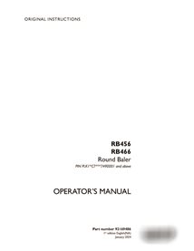 Manual do operador da enfardadeira Case RB456, RB466 PIN 7490001 - PDF (92169486)