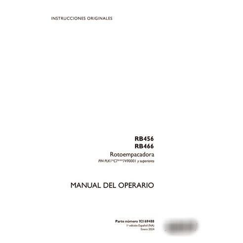 Manual do operador da enfardadeira Case RB456, RB466 PIN 7490001 - PDF ES (92169488)