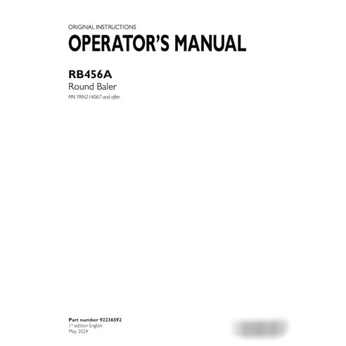 Case RB456A PIN YRN214067- baler pdf operator's manual  (92236592)